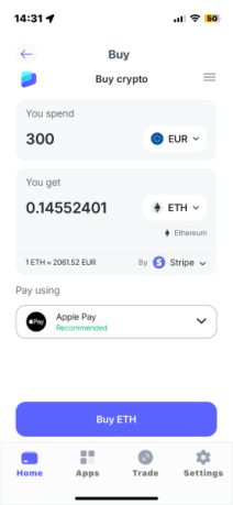 Buying crypto on Best Wallet