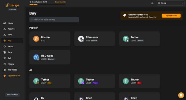 The non custodial wallet app Zengo 
