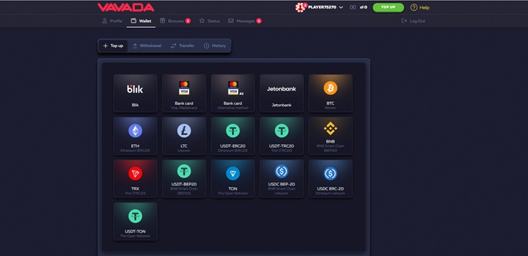 vavada casino deposit methods