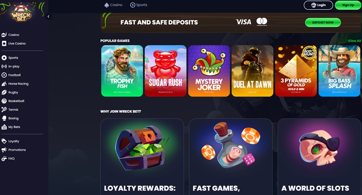 screenshot of Wreckbet the best EU online casino