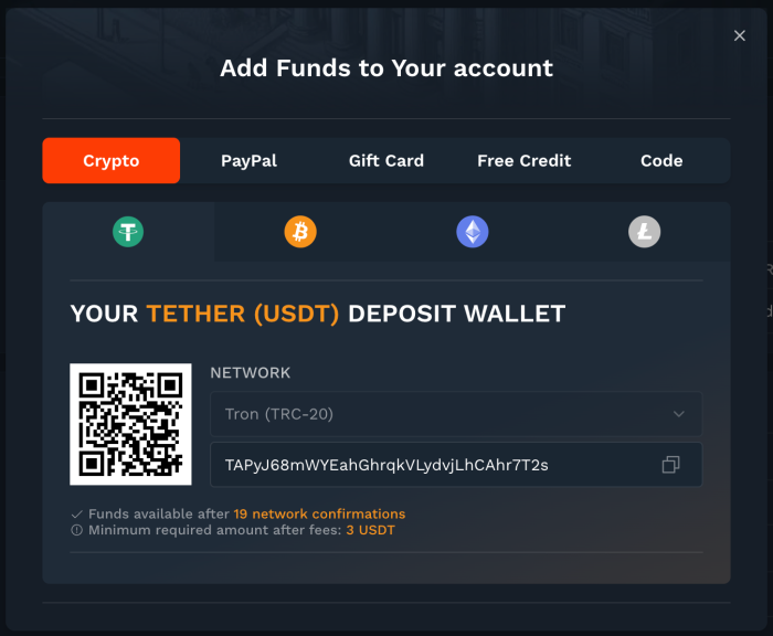 MysteryOpening deposit options