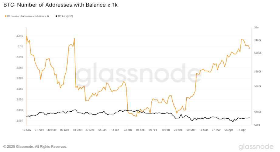 BTC number of addresses Glassnode