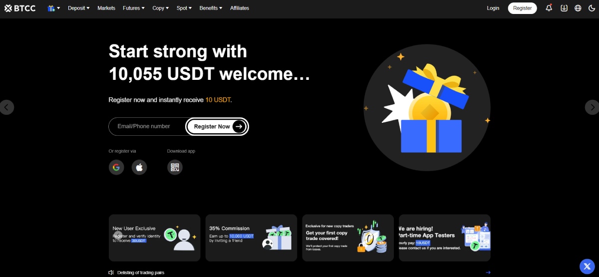 BTCC – Nền tảng copy trading lâu đời, tập trung vào giao dịch phái sinh