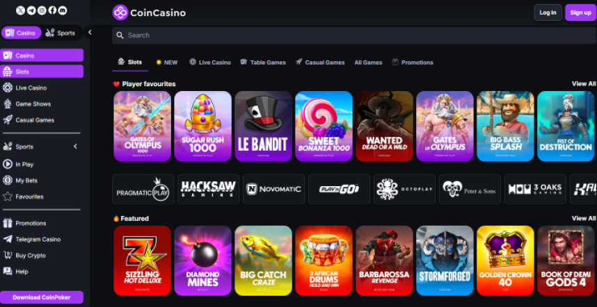 CoinCasino - labākais Bitcoin kazino kopumā ar ātriem un drošiem darījumiem