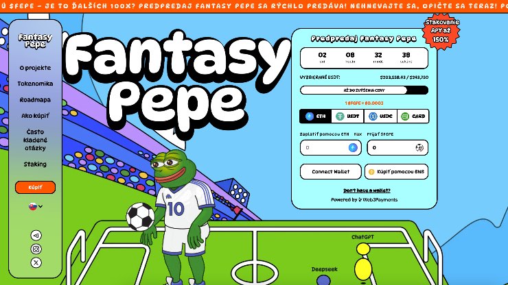 FEPE Fantasy Pepe najlepšie kryptomenové predpredaje