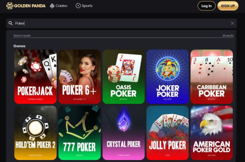 Golden Panda - online pokers un droši kriptovalūtas maksājumi