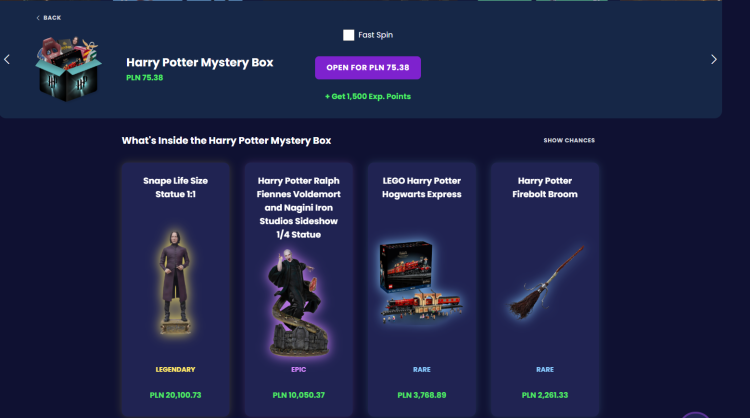 Harry Potter mystery box.