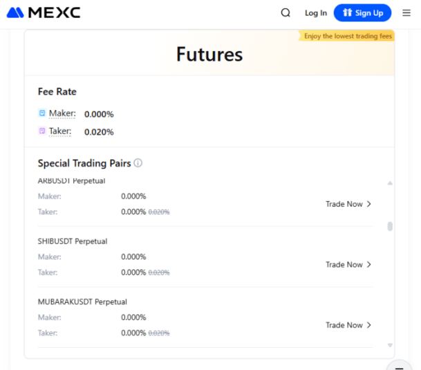 MEXC fees