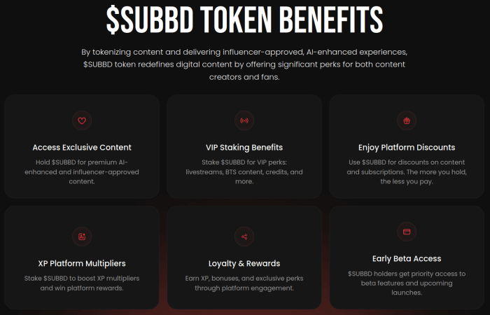 $SUBBD Token’s main holder benefits for investors