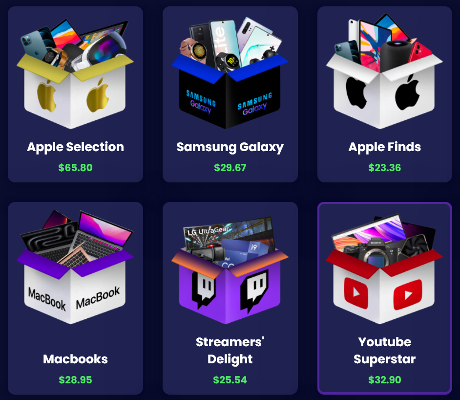 mystery box elekronika na platformě Jemlit