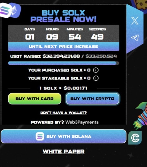Buy $SOLX from the official presale page