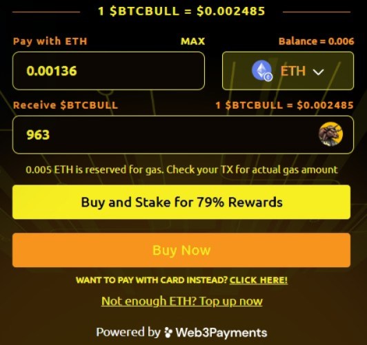 Choose how much BTC Bull