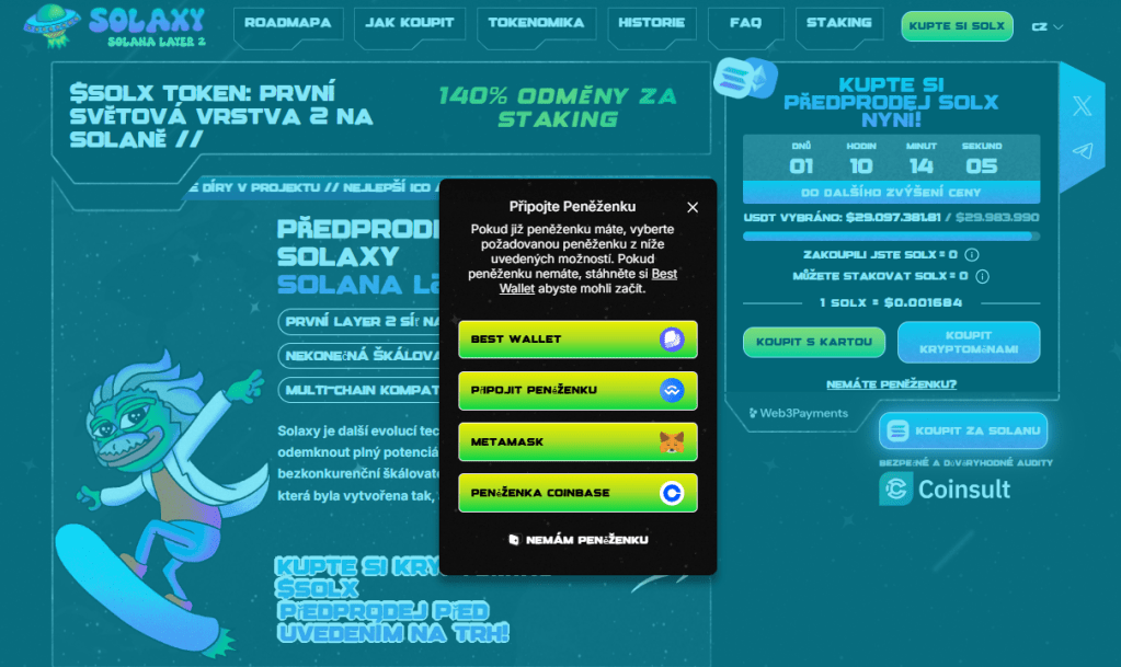 Výběr peněženky na Solaxy.