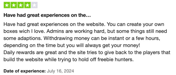 A MysteryOpening review on Trustpilot
