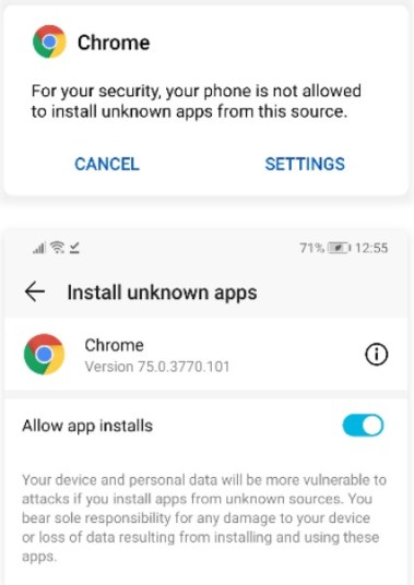 Aviso de autorização para baixar o app Novibet
