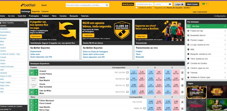 Ambiente do Betfair Exchange
