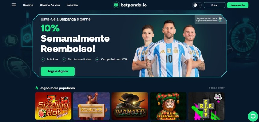 Pagina inicial do cassino BetPanda