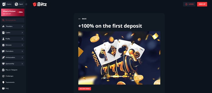 bitz casino welcome bonus