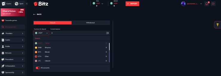 bitz starz deposit methods