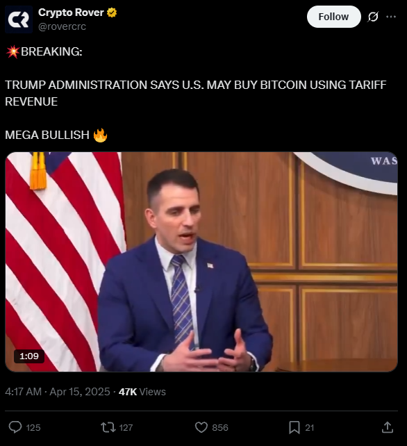 Bitcoin aankoop door Donald Trump Amerika