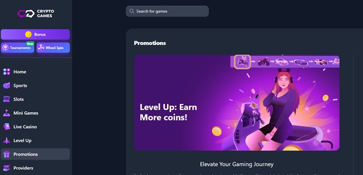 cryptogames casino level up bonus