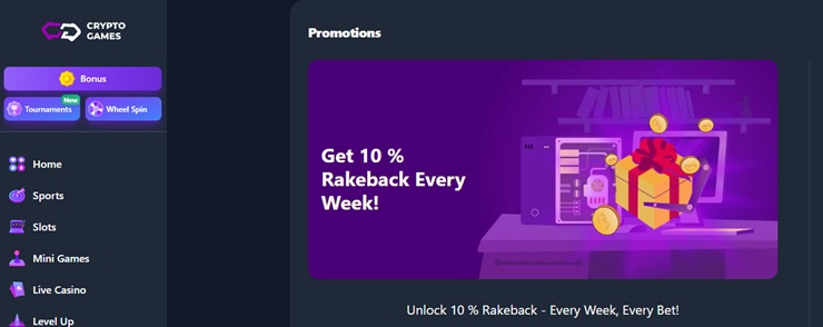 cryptogames casino review of rakeback bonus