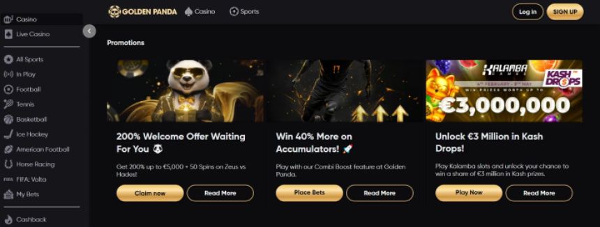 Golden Panda - 200% starta bonuss līdz pat $5,000