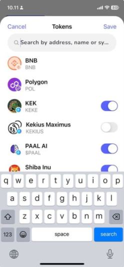 Toggle Kekius on in Best Wallet app
