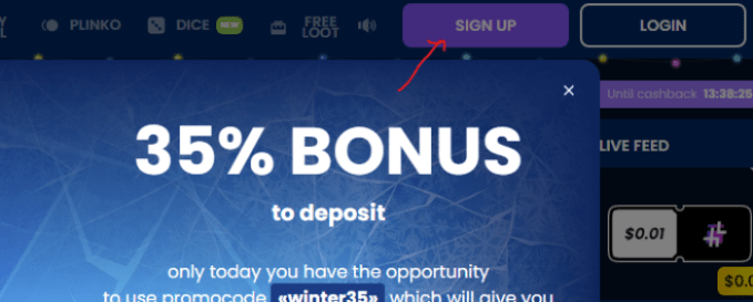 Hypeloot sign up button