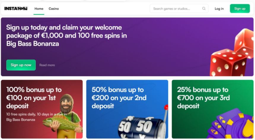 InstaSpin - €1,000 bonuss un 100 bezmaksas griezieni visiem jaunajiem spēlētājiem