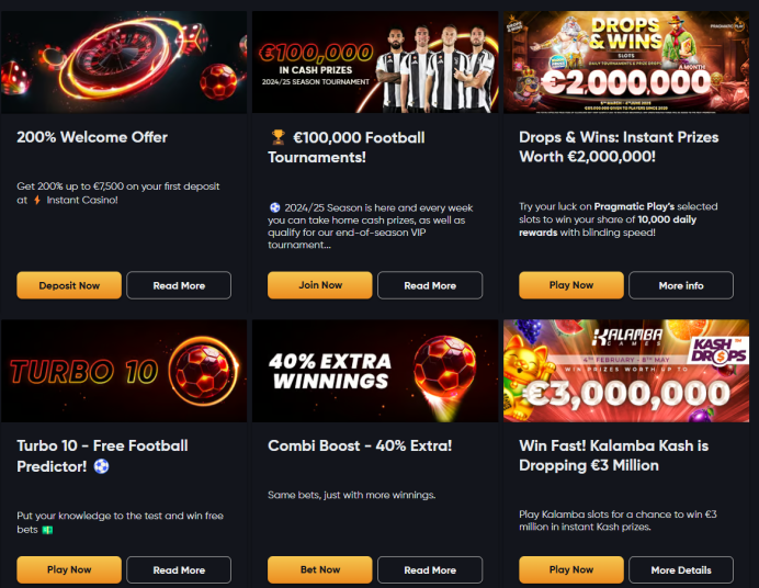Izmantojiet bonusus Instant Casino