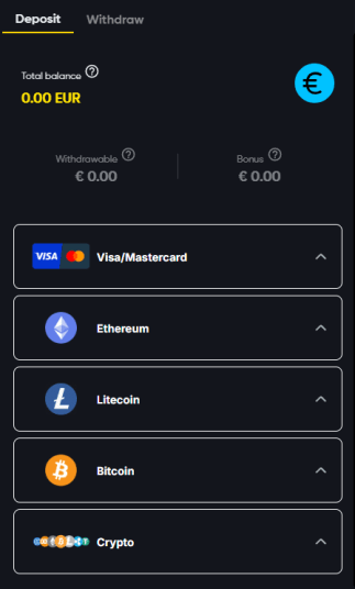 Veiciet iemaksu Instant Casino