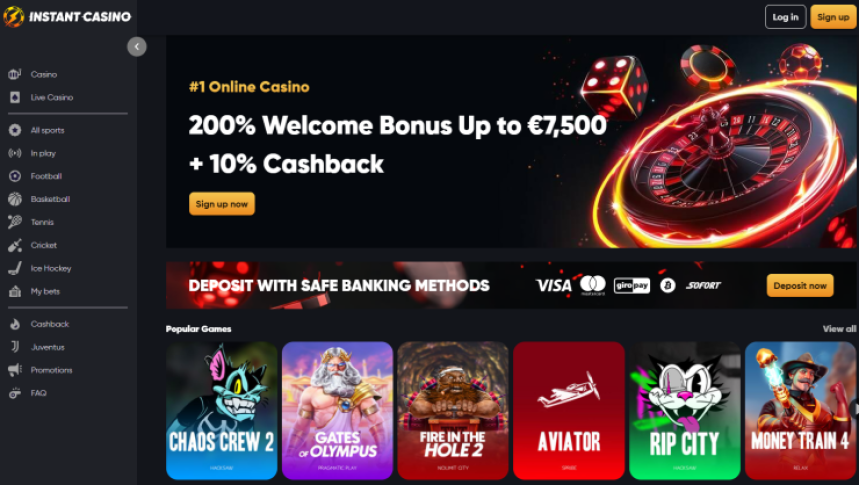 Instant Casino - jauns kazino ar ātrām izmaksām