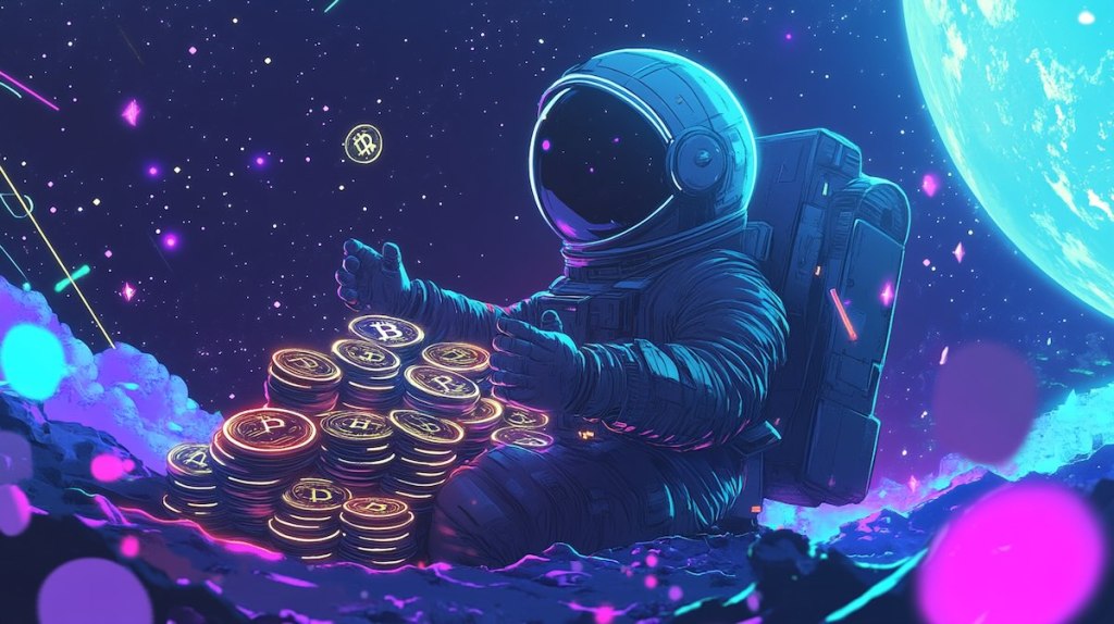 ローンチパッド 宇宙飛行士がビットコインをもらっている