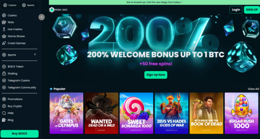 Mega Dice - lieliska online kazino platforma kopējai lietotāja pieredzei un spēļu dažādībai