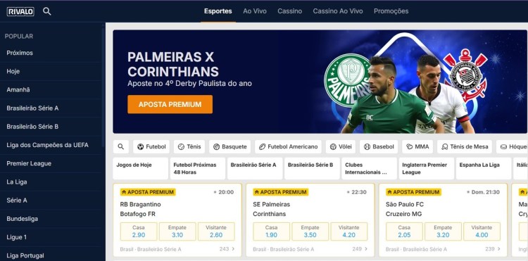 Homepage da Rivalo