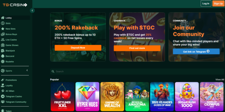 TG Casino - izbaudi BTC mobilo kazino spēles, izmantojot Telegram