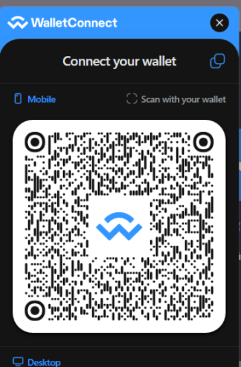Scan QR code on WalletConnect