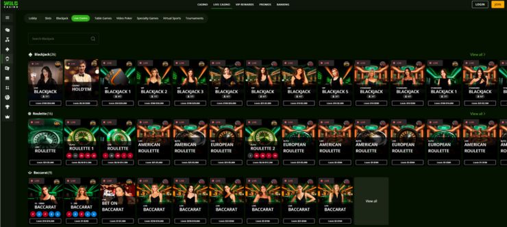 wild casino live games