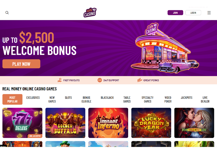 cafe casino welcome bonus and games