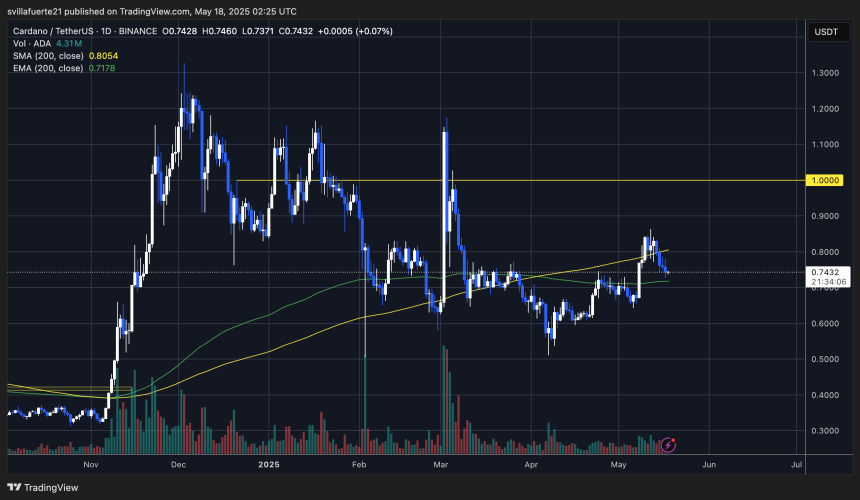 ADA consolidates above key moving average | Source: ADAUSDT chart on TradingView