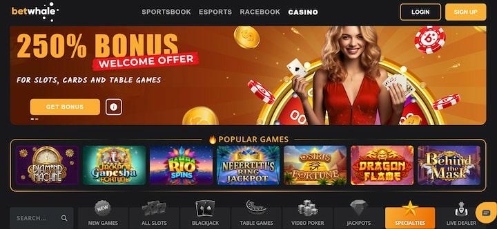 betwhale casino welcome bonus and games