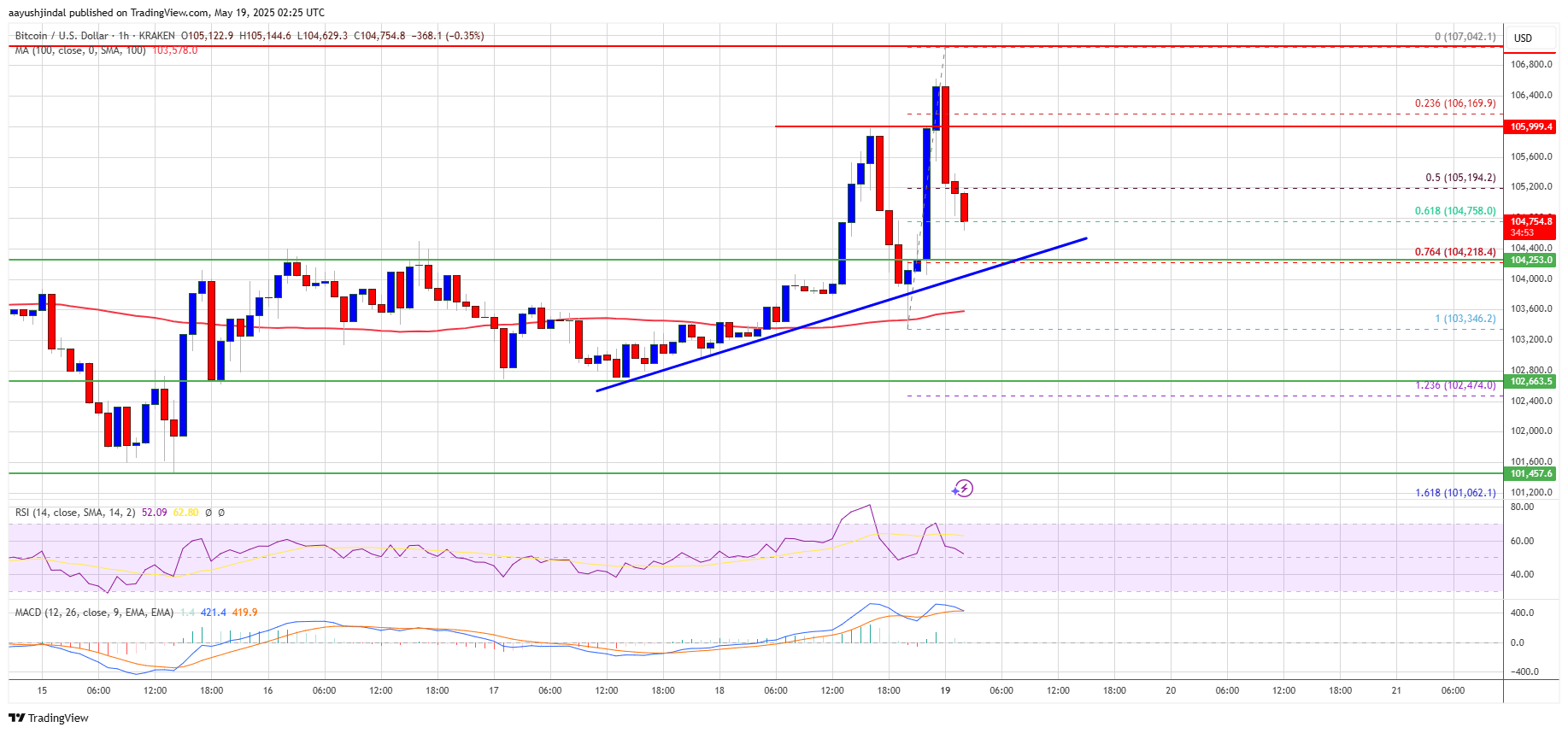 Bitcoin Chart showing bullish trend