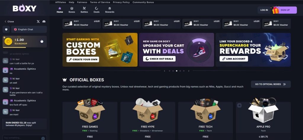 Boxy.gg értékelés – Mystery Box kriptós csavarral és napi bónuszokkal