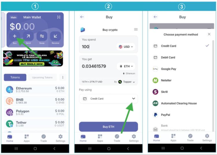 Buy crypto via the Best Wallet app