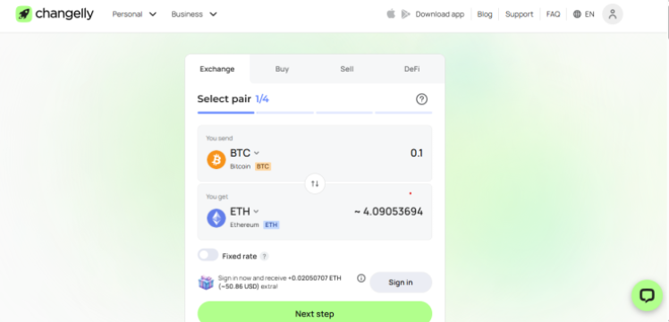 Changelly - tirdzniecība līdz 1 BTC dienā bez identitātes pārbaudes