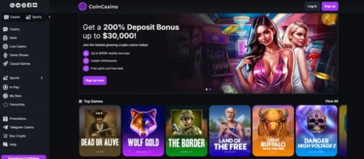 Coin Casino - droša kriptovalūtu platforma ar plašu spēļu klāstu un bezmaksas kazino spēlēm
