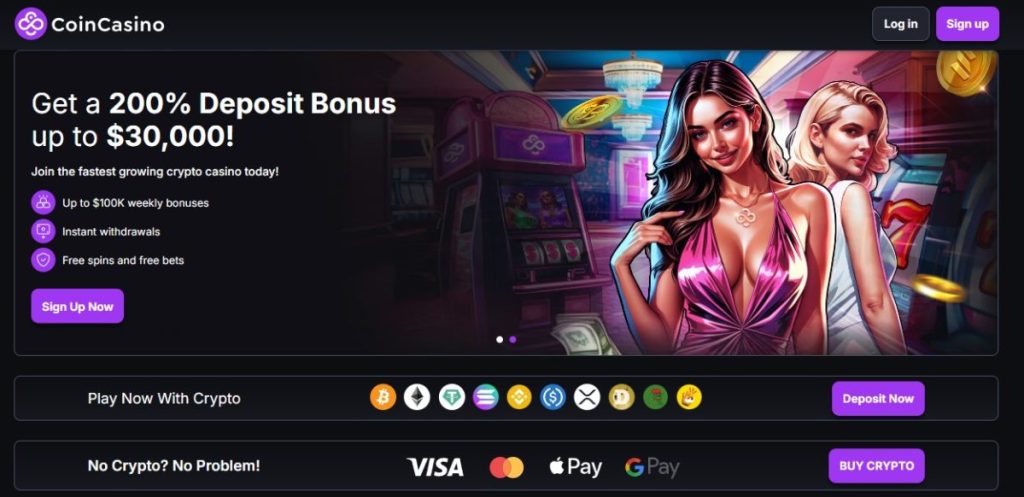 2. CoinCasino – Прості депозити та ексклюзивні крипто ігри