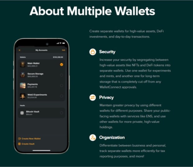Create up to five separate wallets with Zengo.