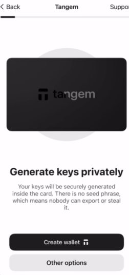Creating a wallet on Tangem
